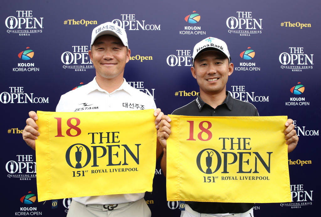 Kyungnam Kang and Seungsu Han, the qualifiers for The Open at the 2023 KOLON Korea Open